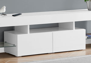 TV Stand, Console, Media Entertainment Center - Glossy White