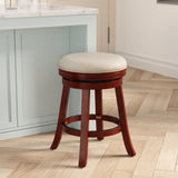 24 Counter Stool, Cherry Finish, Beige Fabric Seat - Tuesday Morning - Table & Bar Stools