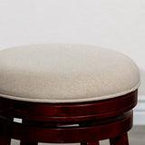 24 Counter Stool, Cherry Finish, Beige Fabric Seat - Tuesday Morning - Table & Bar Stools