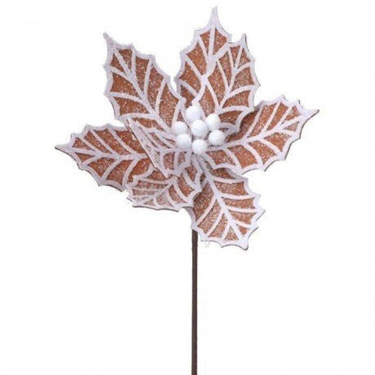 24” Gingerbread Poinsettia Stem