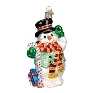 Candy Cane Snowman Christmas Ornament