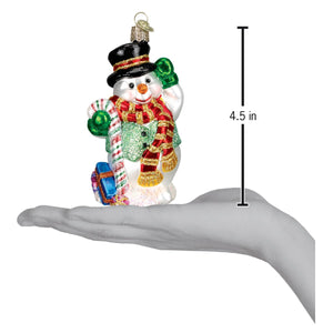 Candy Cane Snowman Christmas Ornament