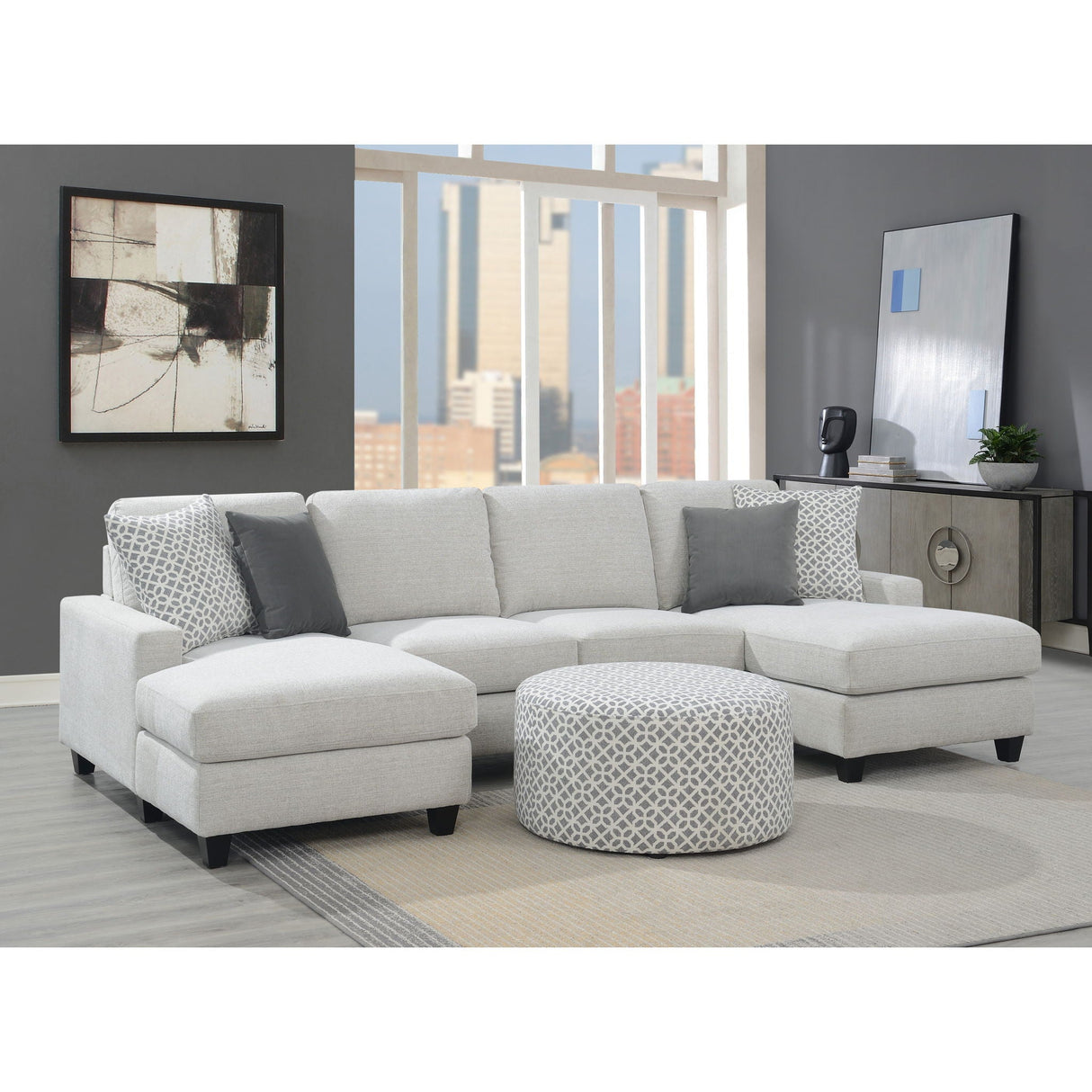 Round Ottoman - Gray