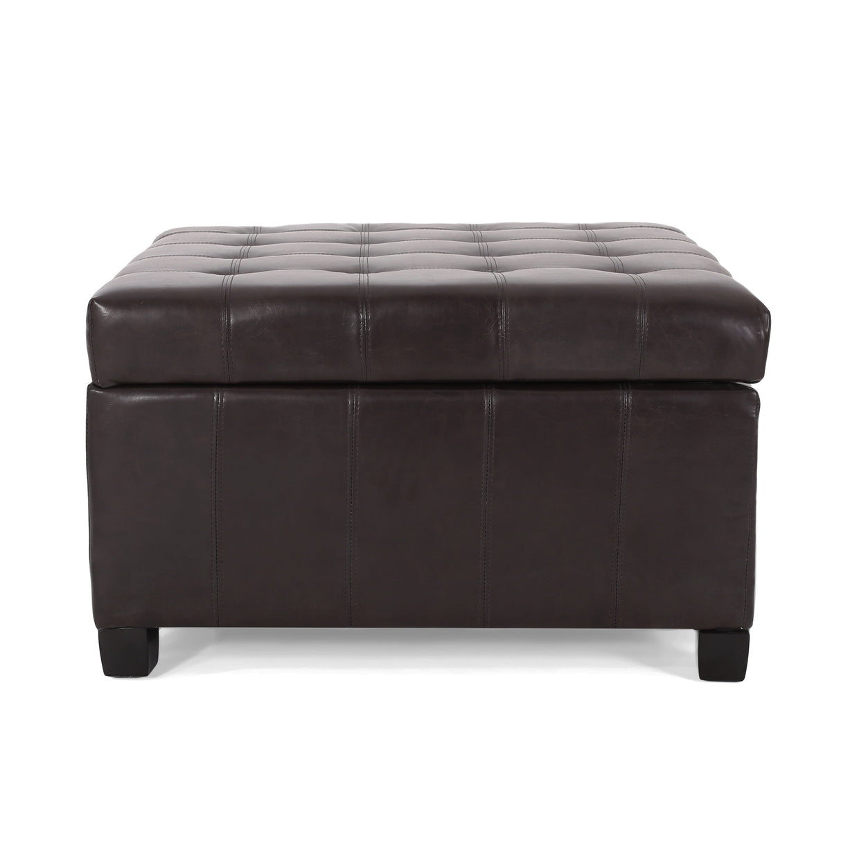 Upholstered Tufted PU Leather Storage Ottoman