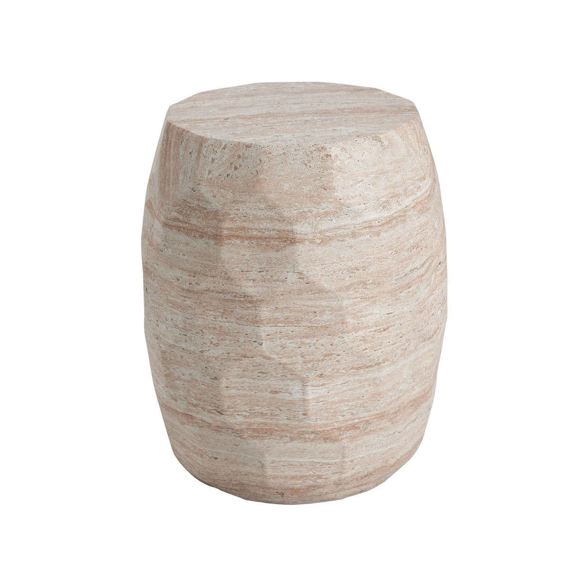 Travertine Lightweight Concrete Side Table For Indoor / Outdoor Use - Beige