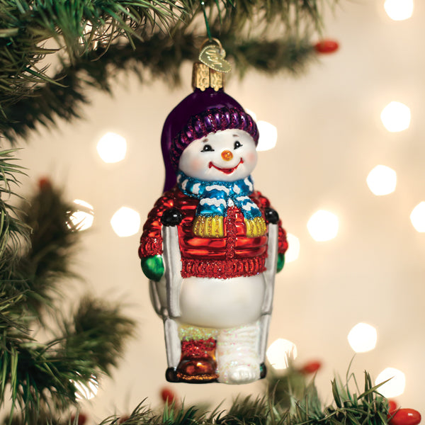 Snowman With Crutches Ornament by Old World Christmas