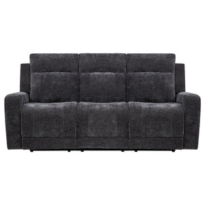 Kennett Chenille Upholstered Power Reclining Sofa Dark Grey