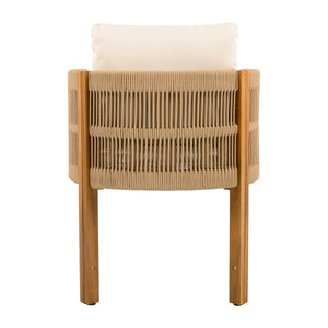 Outdoor Dining Set with Acacia Wood Table and 4 Chairs - Beige