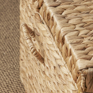 Rectangular Curve Water Hyacinth Woven Wicker Trunk with Handles