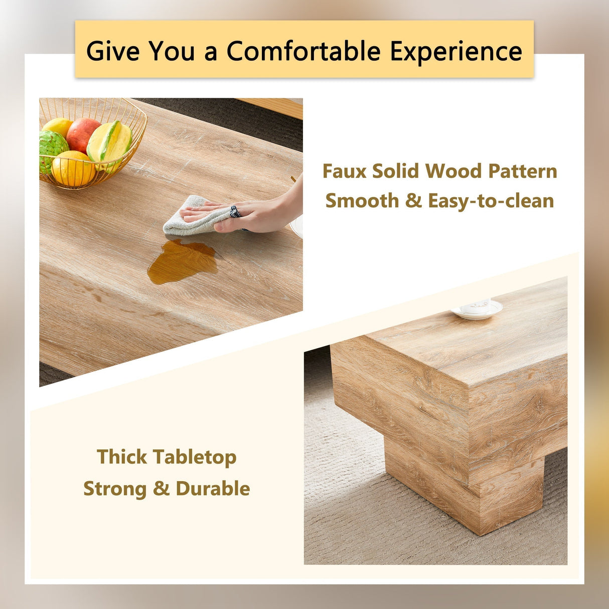 Modern Simple Light Wood Texture Coffee Table