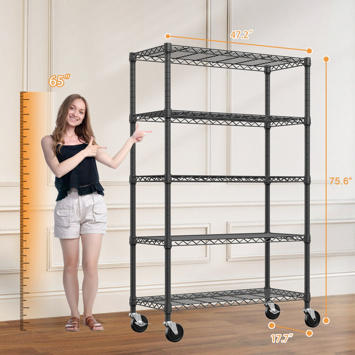 5-Shelf Storage Shelves - Heavy Duty Metal Shelving Unit
