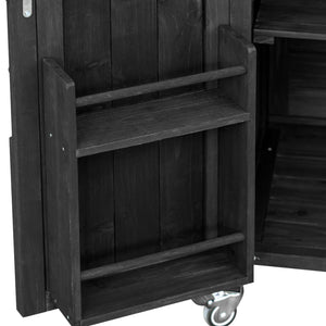 K&K Outdoor Kitchen Island with Rolling Bar Cart and Storage Cabinet