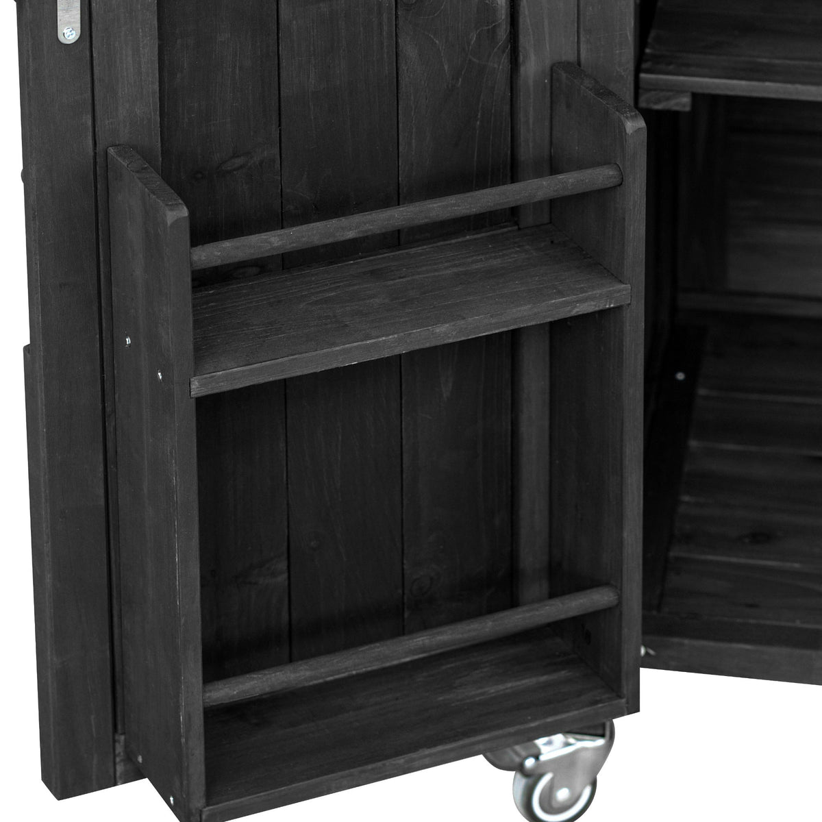 K&K Outdoor Kitchen Island with Rolling Bar Cart and Storage Cabinet