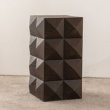 Retro Wooden Side Table with 3D Embossed Design