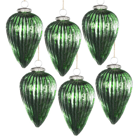 Tear-Drop-Ornament,-Glass-Decorative-Hanging-Christmas-Tree-Ornaments-For-Holiday-Party-Decorations-(Set-of-6)-Green-Christmas-Ornaments