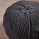 Bordeaux Knitted Cotton Round Pouf