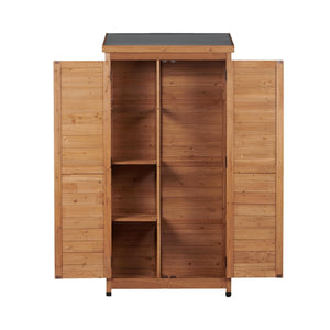 Outdoor Storage Shed With Vertical Tool Cabinet For Backyard