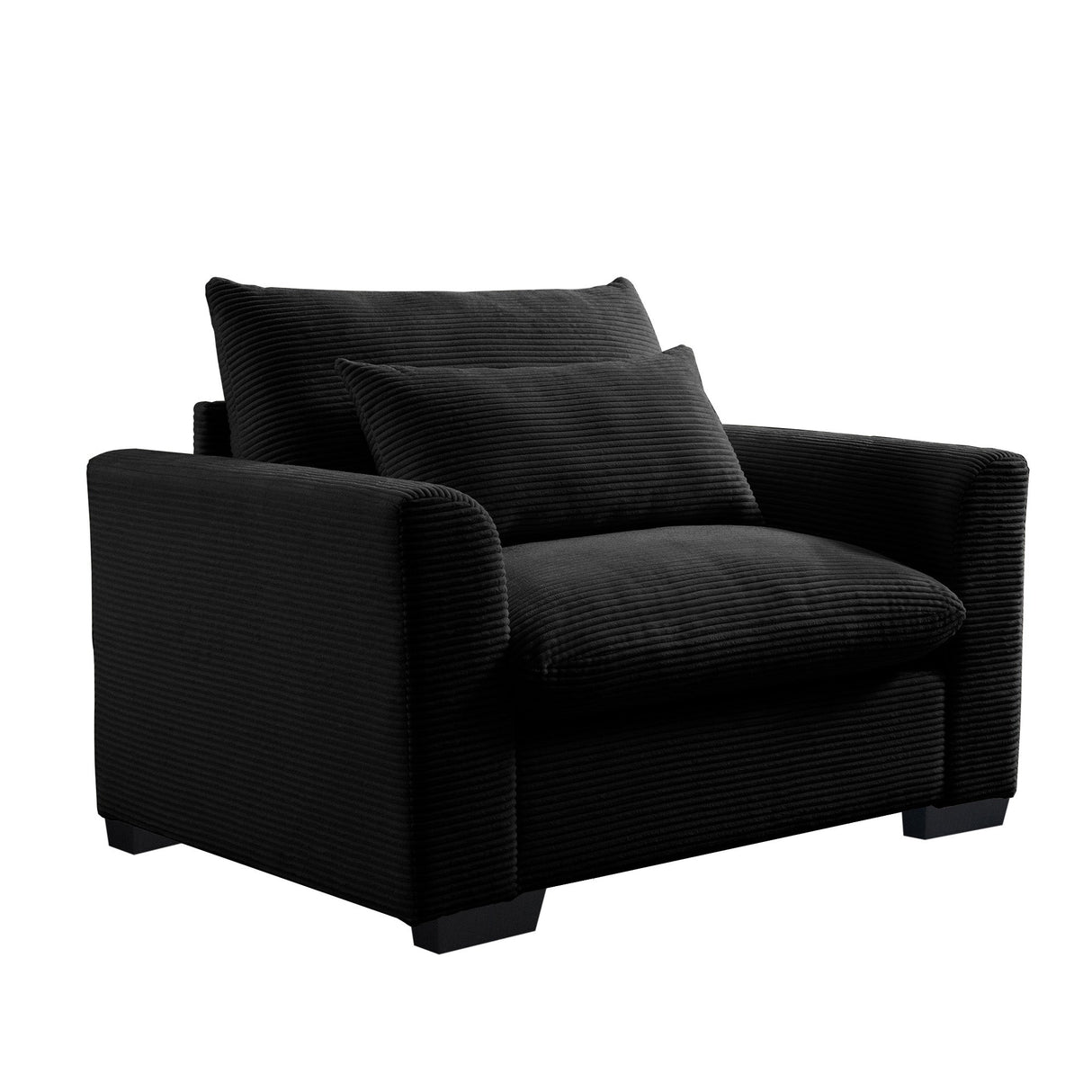 Black Corduroy Deep Seat Single Sofa Accent Chair