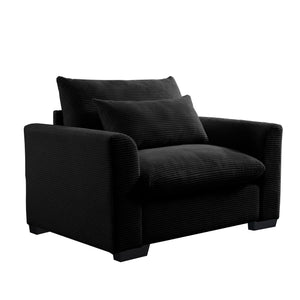 Black Corduroy Deep Seat Single Sofa Accent Chair