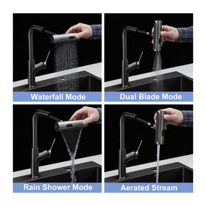 Drop-In Stainless Steel Kitchen Sink With Pull-Out Faucet And Soap Dispenser