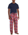 Mens Solid Top and Tropical Pants Pajama Set