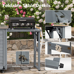 K&K 78.3' Outdoor Kitchen Island with Foldable Grill Table