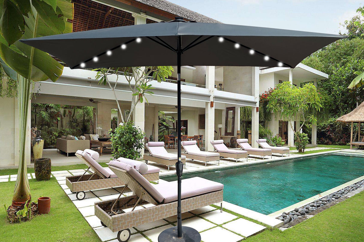 10x6.5ft solar led patio umbrella with crank & tilt