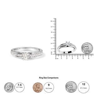 14K White Gold 1/2 Cttw Diamond Solitaire Pave Set Engagement Ring (G-H Color, VS2-SI1 Clarity) - Size 7