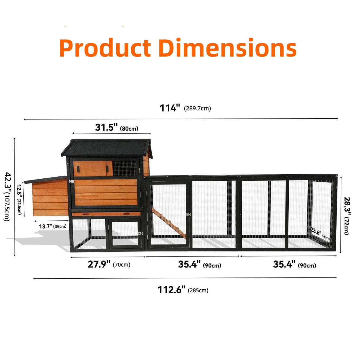Chicken Coop With Run and Nesting Box - Multiple Sizes & Colors