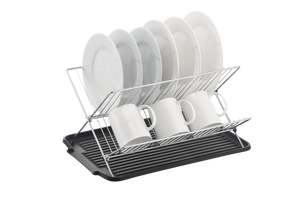 17 Inch X Shaped Stainless Steel 2-Tier Dish Rack for Kitchen Counter