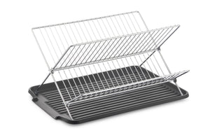 17 Inch X Shaped Stainless Steel 2-Tier Dish Rack for Kitchen Counter