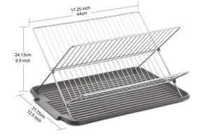17 Inch X Shaped Stainless Steel 2-Tier Dish Rack for Kitchen Counter