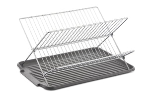 17 Inch X Shaped Stainless Steel 2-Tier Dish Rack for Kitchen Counter