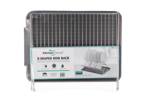 17 Inch X Shaped Stainless Steel 2-Tier Dish Rack for Kitchen Counter