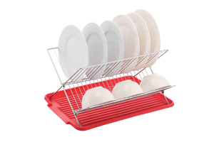 17 Inch X Shaped Stainless Steel 2-Tier Dish Rack for Kitchen Counter