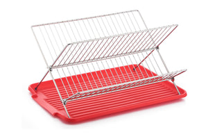 17 Inch X Shaped Stainless Steel 2-Tier Dish Rack for Kitchen Counter