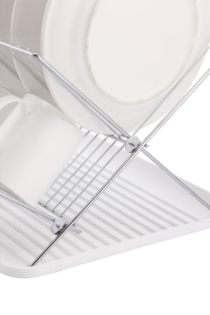 17 Inch X Shaped Stainless Steel 2-Tier Dish Rack for Kitchen Counter