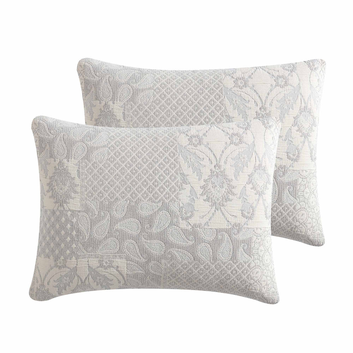 Paisley 3 Piece Ivory Cotton Matelassé Comforter Set with Breathable Weave