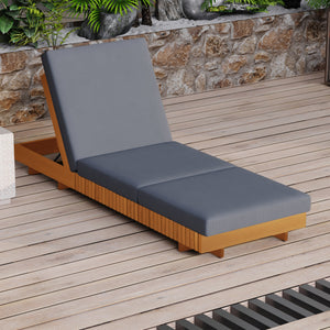 Lounge Chaise Set, Acacia Solid Wood with Lounge Cushion