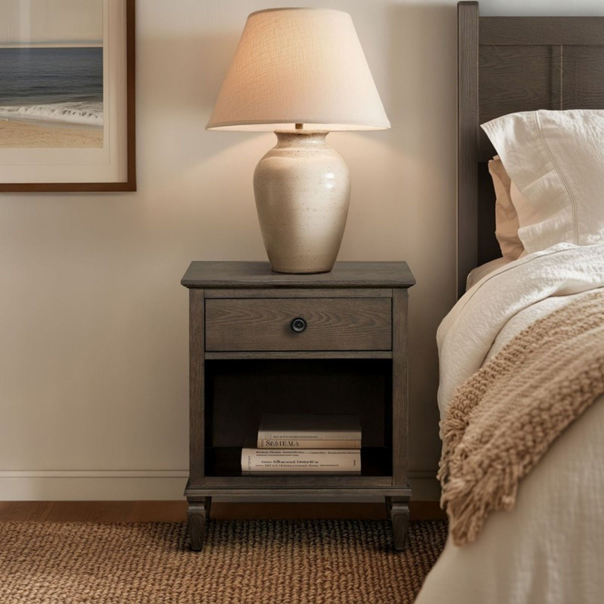 Victoria Nightstand with Open Storage - French Design - Multiple Colors