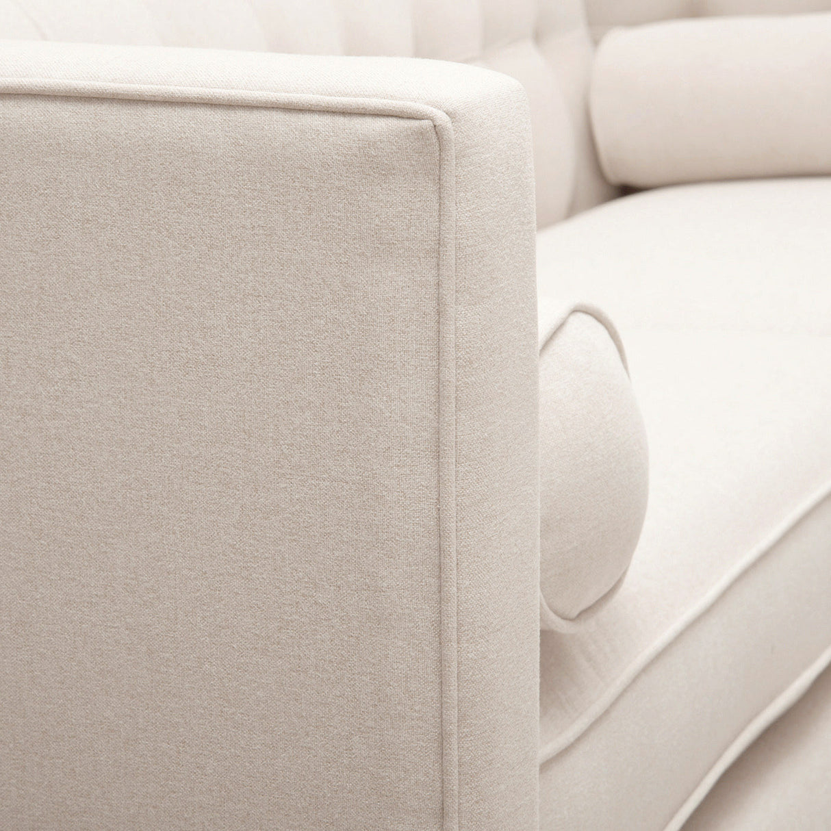 Jack 84' Modern Tuxedo Tufted Sofa, Sky Neutral Beige Polyester
