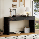 Curved Console Table with StorageDistressed Black