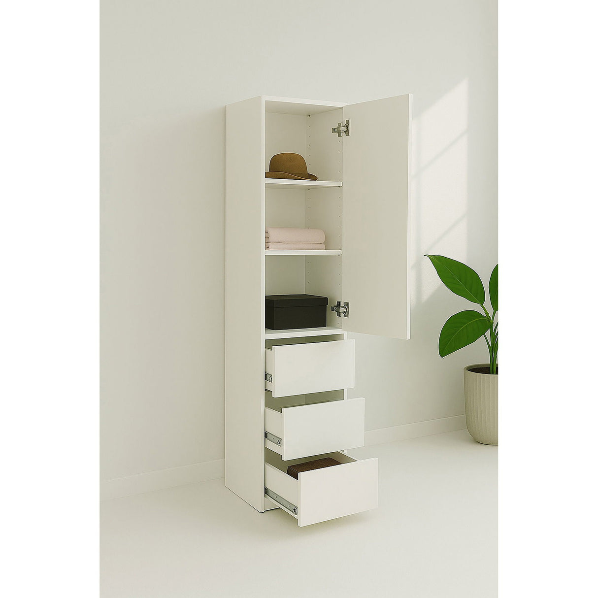Elise - Modular Closet System With Mirror - White - Wood