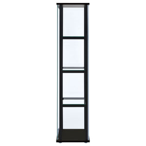 Cyclamen 4-shelf Clear Glass Curio Display Cabinet Black