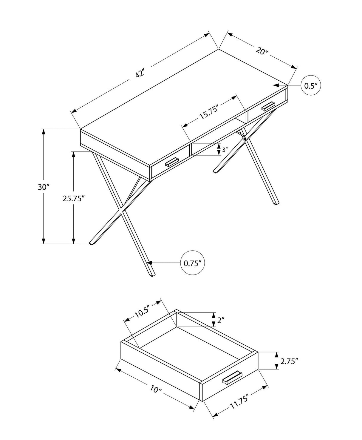 Computer Desk with Storage Drawers in Contemporary Style