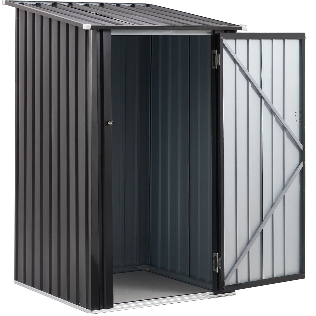 Outdoor Steel Storage Shed with Lockable Door - Black