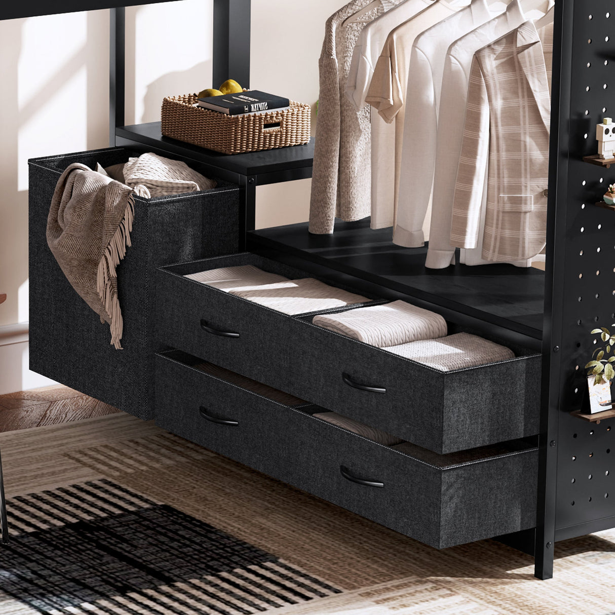 Queen Size Loft Bed with Desk & Shelves
