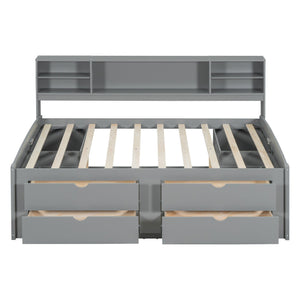 Daybed With 2 Bedside Cabinets, Upper Shelves And 4 Drawers