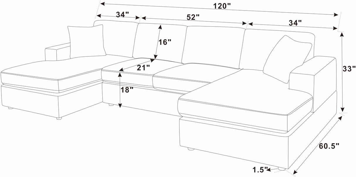 The Sara Modular Corduroy U-Shaped Sectional Sofa