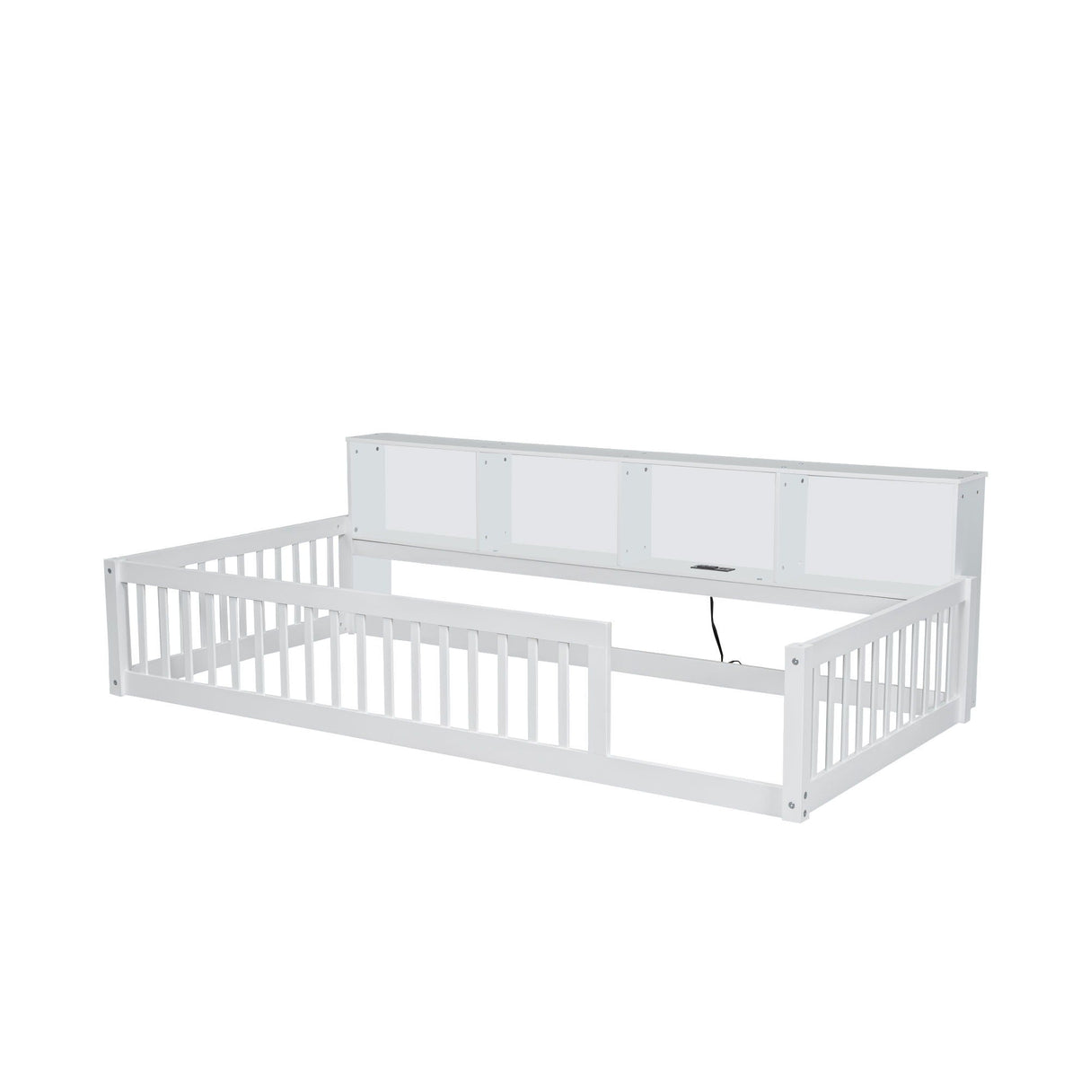 Floor Bed With Storage Cabinets And USB Ports